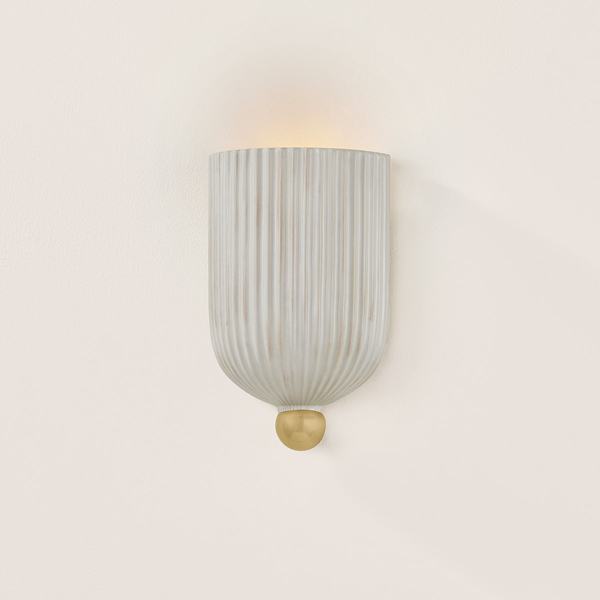 Mitzi by Hudson Valley Lighting Amira Wall Sconce in Aged Brass / Ceramic Fluted Cream, detail view 5