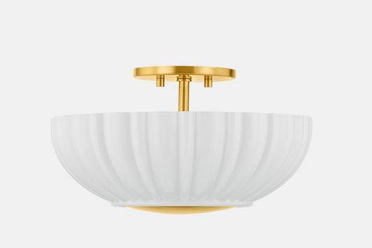 Mitzi by Hudson Valley Lighting Anne Flush Mount in Aged Brass, detail view 1