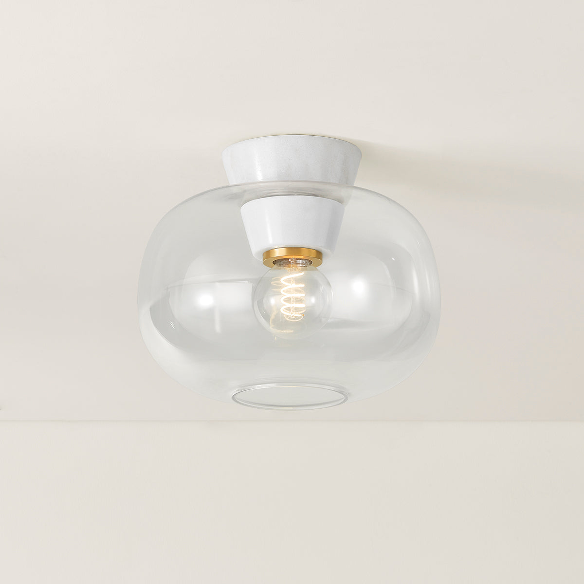 Mitzi by Hudson Valley Lighting Ariella Flush Mount in Aged Brass, detail view 4