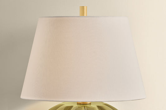 Mitzi by Hudson Valley Lighting Beata Table Lamp in Aged Brass / Ceramic Harbour Gray Cackle, detail view 1