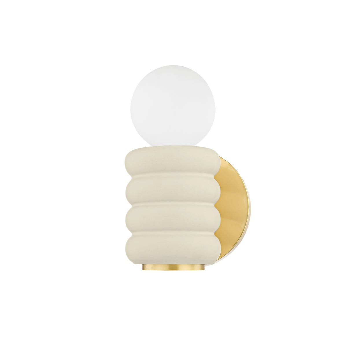 Mitzi by Hudson Valley Lighting Bibi 1-Light Wall Sconce in Aged Brass / Ceramic Antique Ivory