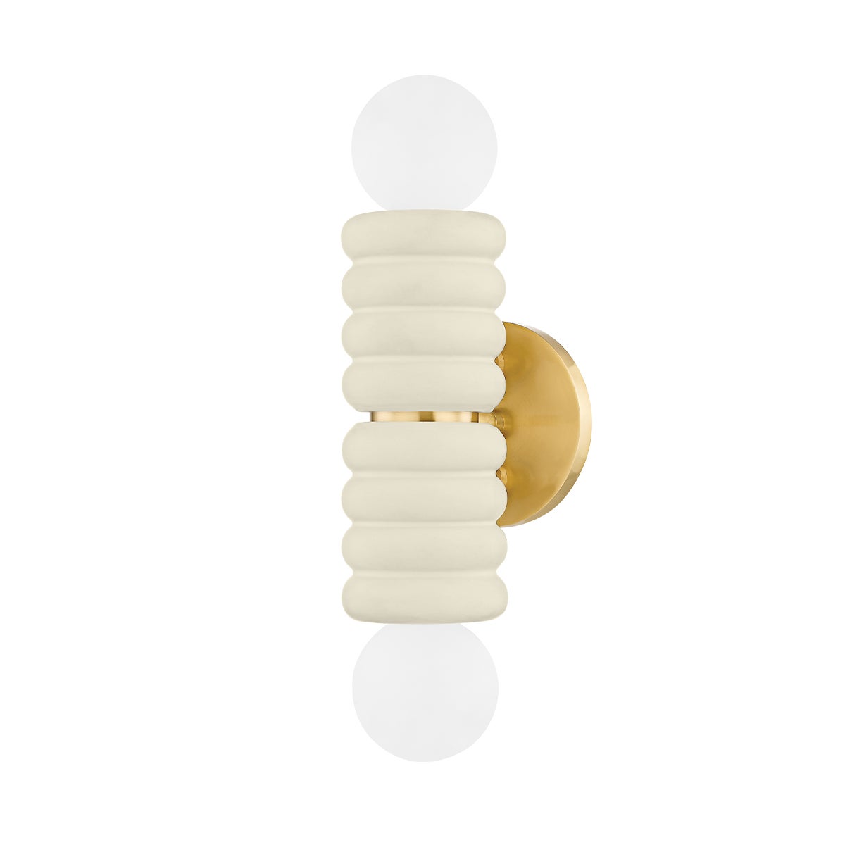 Mitzi by Hudson Valley Lighting Bibi 2-Light Wall Sconce in Aged Brass / Ceramic Antique Ivory