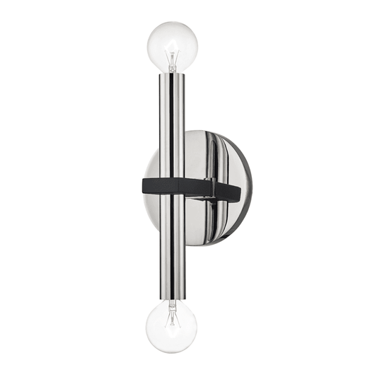 Mitzi by Hudson Valley Lighting Colette Wall Sconce Polished Nickel, Black