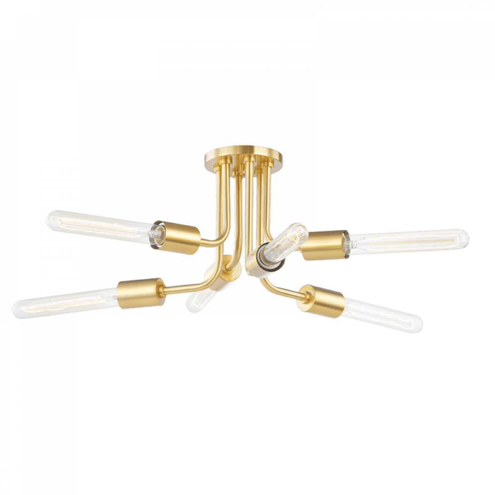 Mitzi by Hudson Valley Lighting Donny Semi-Flush Mount Brass, Aged Brass