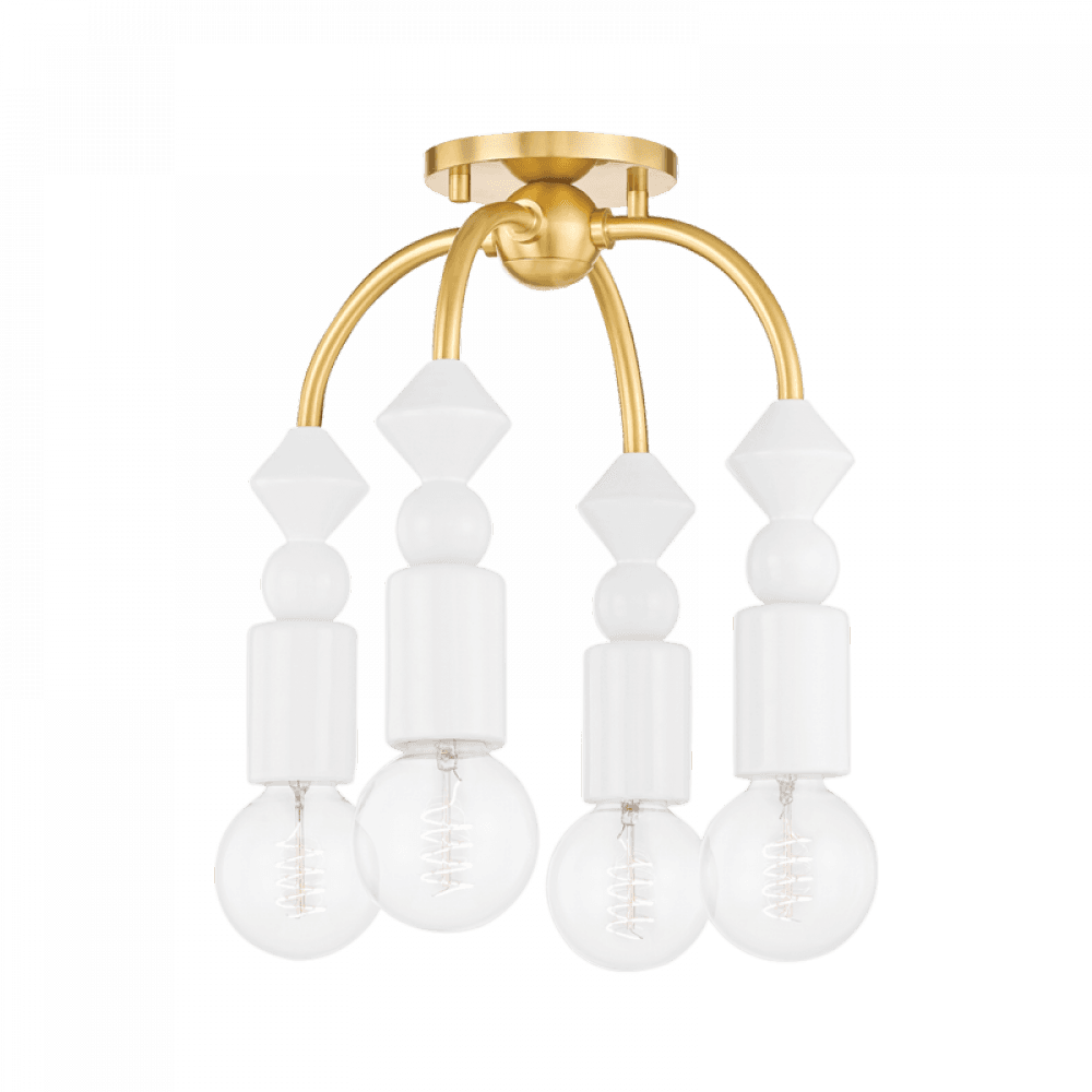 Mitzi by Hudson Valley Lighting Flora Semi-Flush Mount Brass, Aged Brass