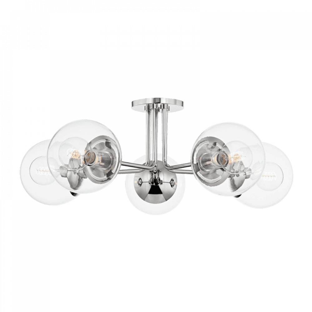 Mitzi by Hudson Valley Lighting Meadow Semi-Flush Mount Nickel, Polished Nickel