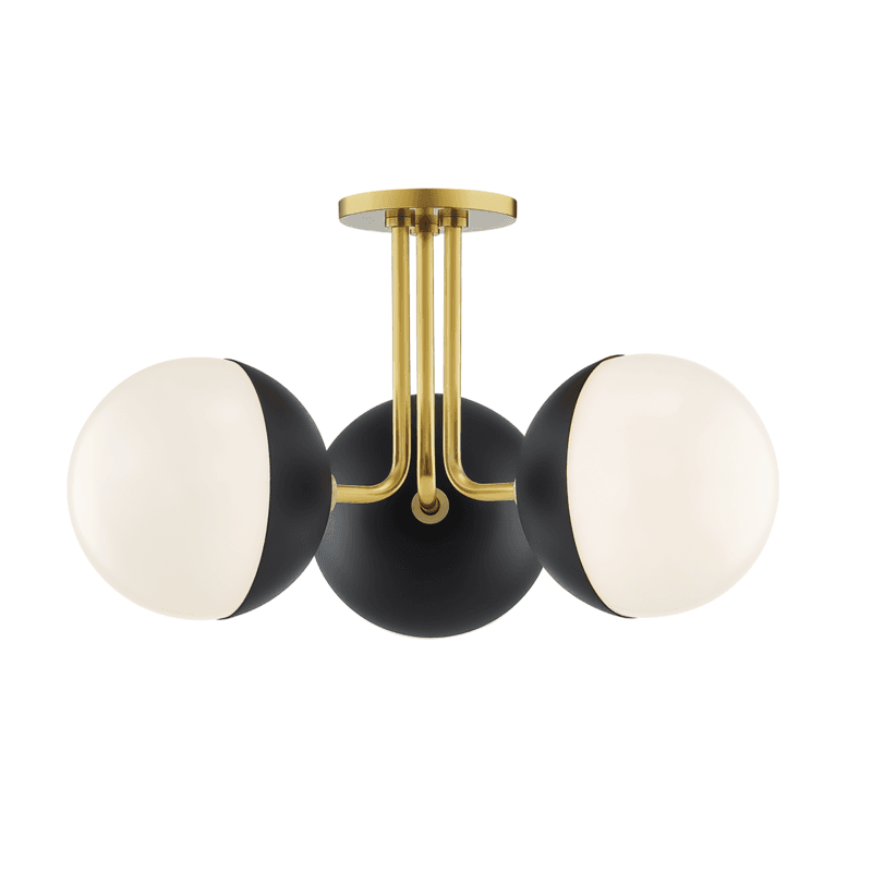 Mitzi by Hudson Valley Lighting Renee Semi-Flush Mount Aged Brass, Black