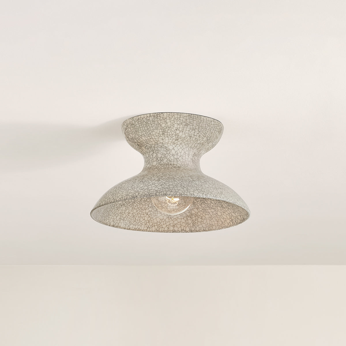 Mitzi by Hudson Valley Lighting Carina Flush Mount in Aged Brass / Ceramic Belgian Crackle, detail view 5