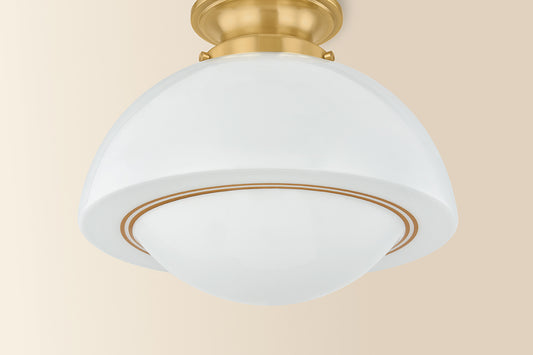 Mitzi by Hudson Valley Lighting Celine Small Semi-Flush Mount in Aged Brass, detail view 1
