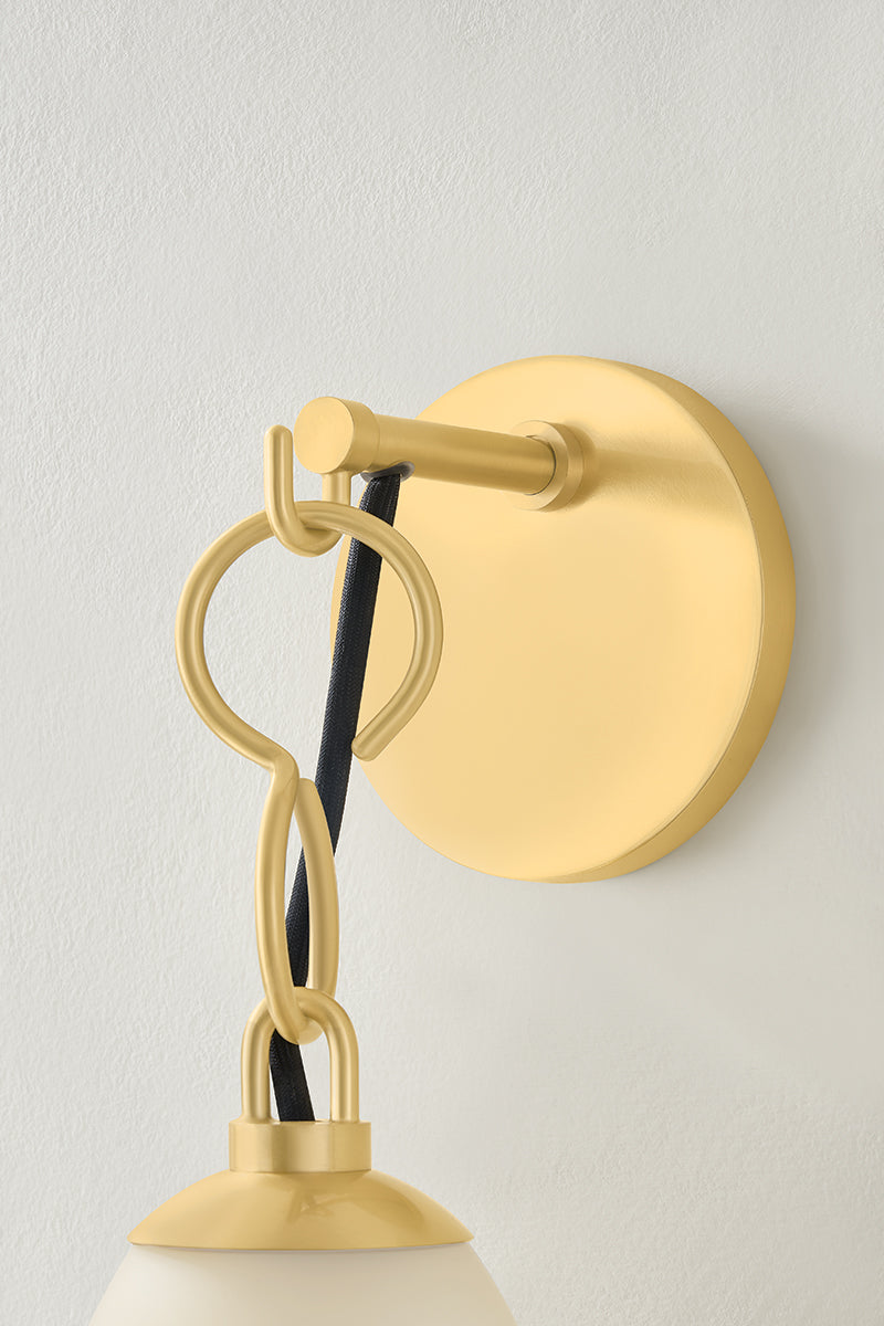 Mitzi by Hudson Valley Lighting Christine Wall Sconce in Aged Brass, detail view 3