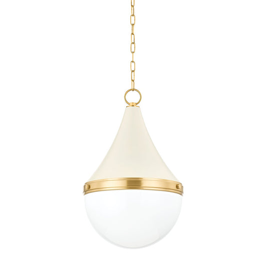 Mitzi by Hudson Valley Lighting Ciara Large Pendant in Aged Brass / Soft Cream