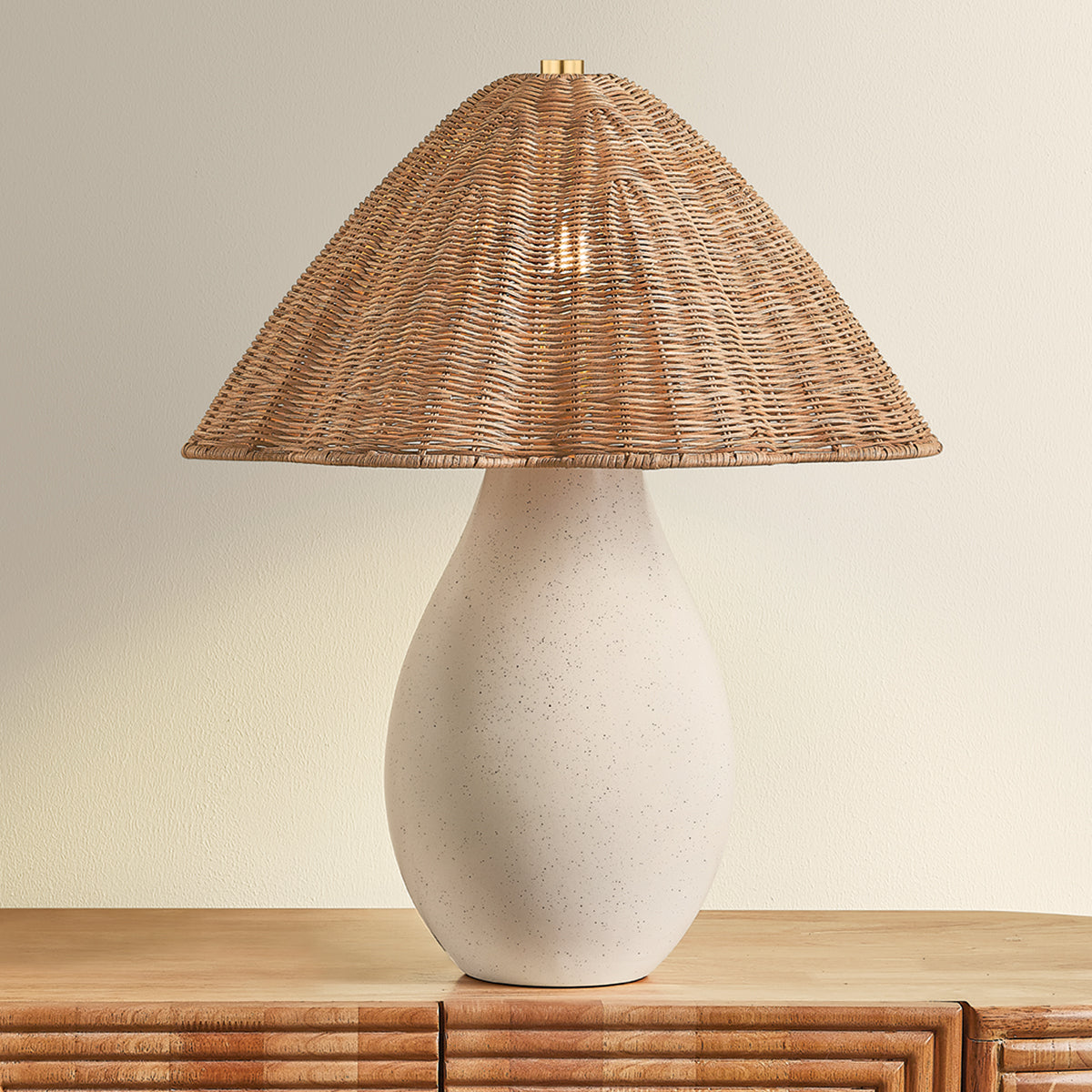 Mitzi by Hudson Valley Lighting Deanne Table Lamp in Aged Brass / Ceramic Creamy Oat, detail view 5