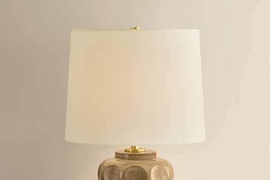 Mitzi by Hudson Valley Lighting Drew Table Lamp in Aged Brass / Ceramic Mocha Luce, detail view 1