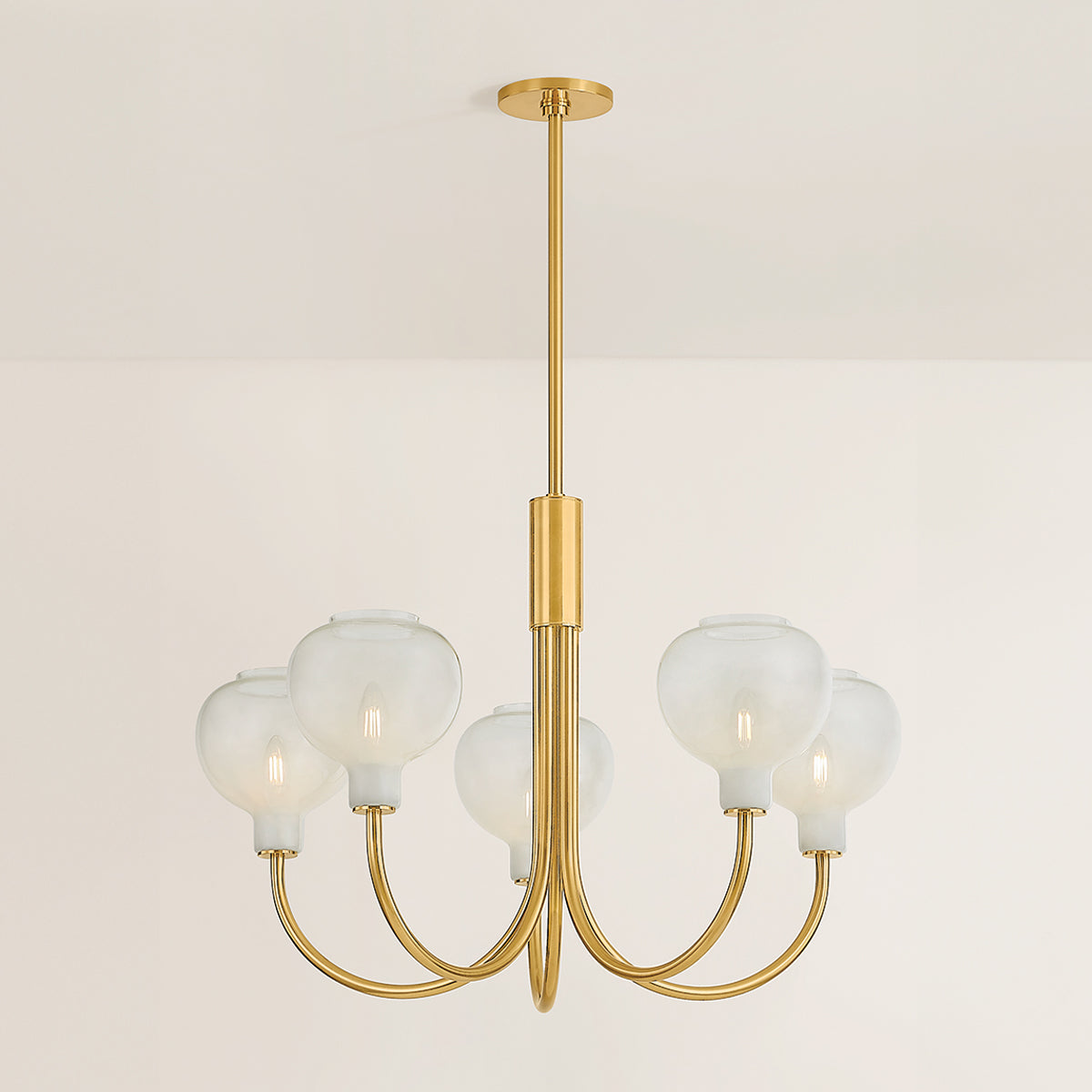 Mitzi by Hudson Valley Lighting Estelle 5-Light Chandelier in Aged Brass, detail view 2