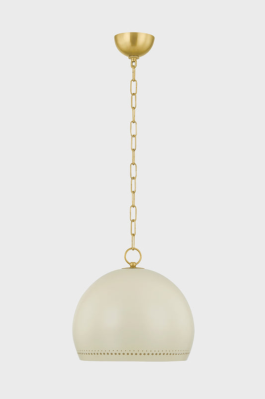 Mitzi by Hudson Valley Lighting Etna Small Pendant in Aged Brass / Soft Cream, detail view 1