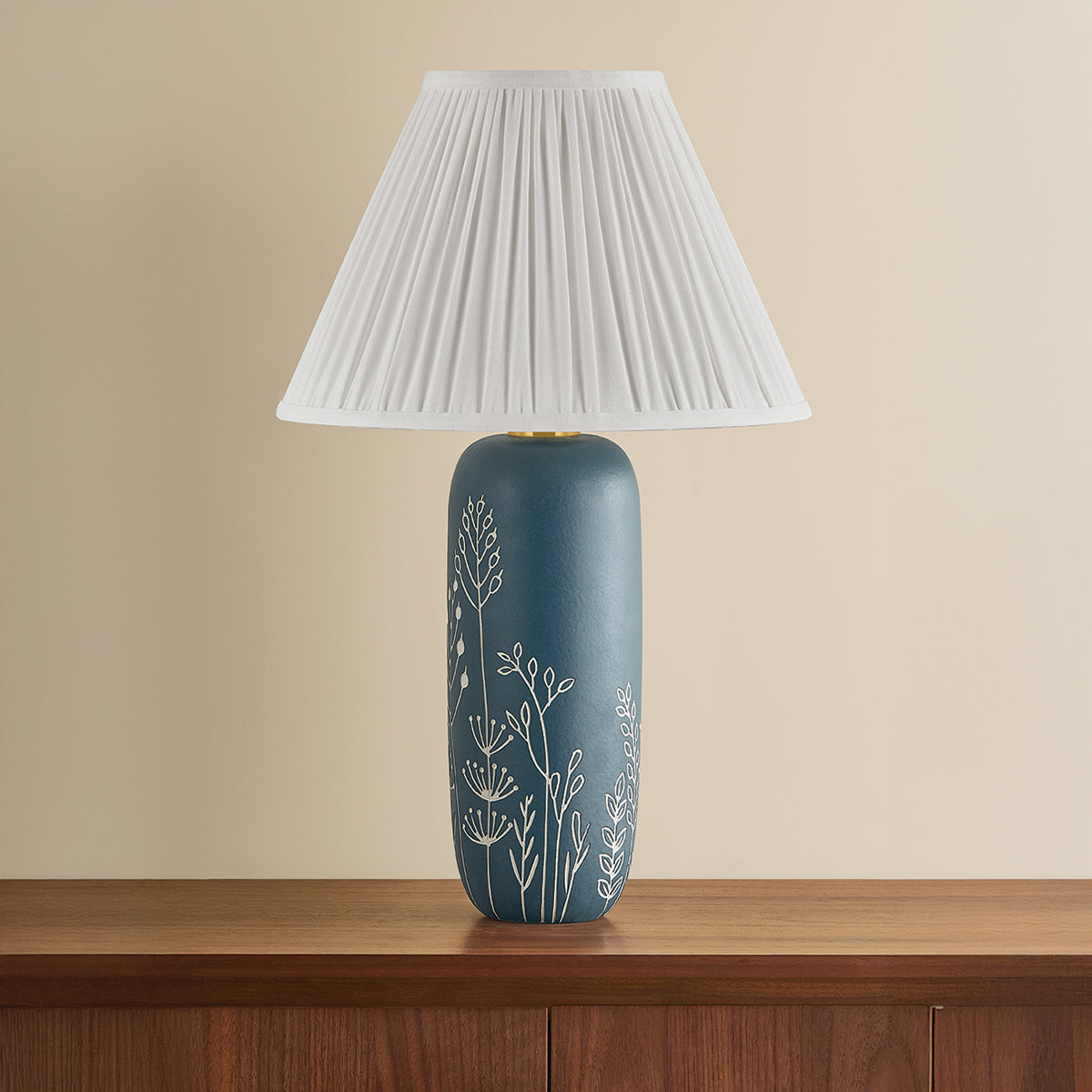 Mitzi by Hudson Valley Lighting Etta Table Lamp in Aged Brass / Ceramic Midnight Bloom, detail view 5