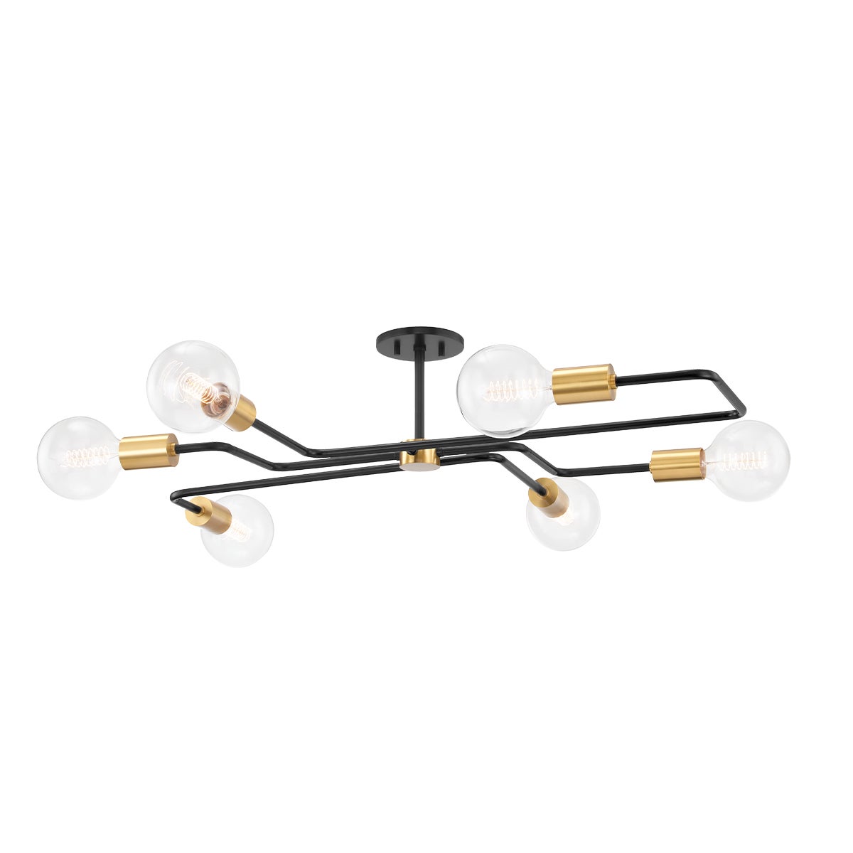 Mitzi by Hudson Valley Lighting Jena Small Semi-Flush Mount in Aged Brass / Textured Black Combo