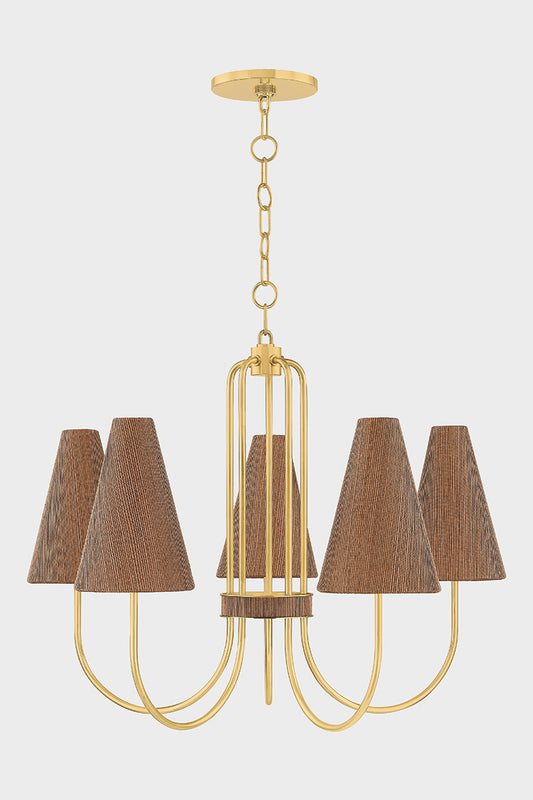 Mitzi by Hudson Valley Lighting Jessel Chandelier in Aged Brass, detail view 1