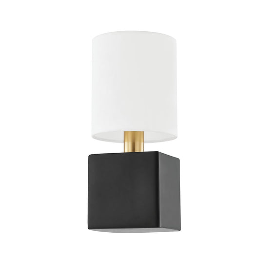 Mitzi by Hudson Valley Lighting Joey Wall Sconce in Aged Brass / Ceramic Satin Black