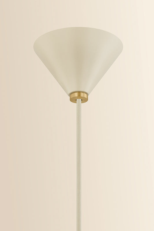Mitzi by Hudson Valley Lighting Jolene 1-Light 18.5" Pendant in Aged Brass / Textured Bisque, detail view 1