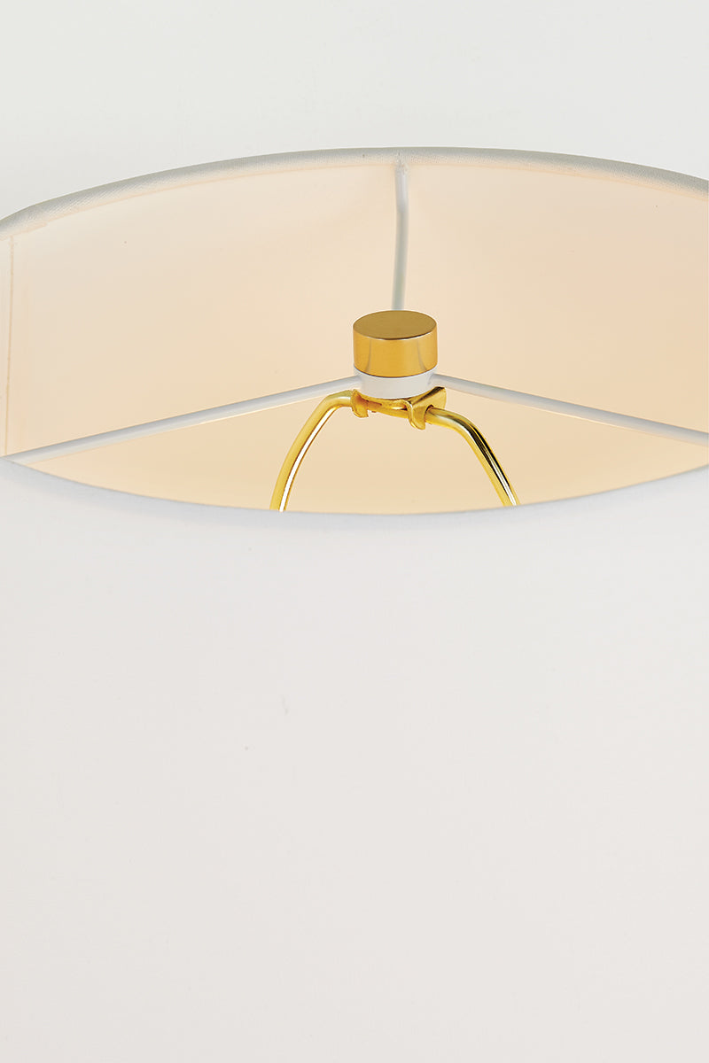 Mitzi by Hudson Valley Lighting Karla Table Lamp in Aged Brass / Ceramic Sea Salt, detail view 7