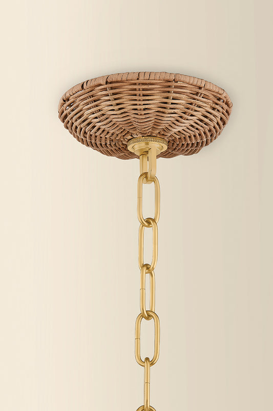 Mitzi by Hudson Valley Lighting Kehlani 3-Light Chandelier in Aged Brass, detail view 1
