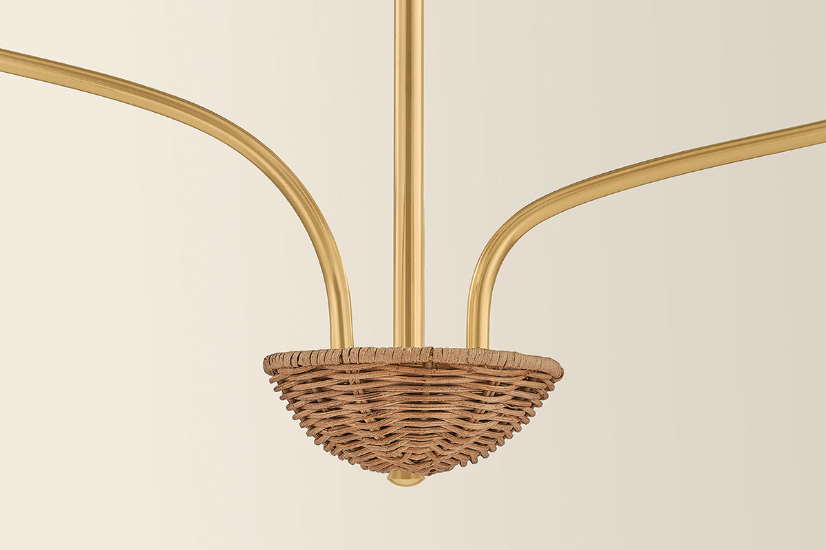 Mitzi by Hudson Valley Lighting Kehlani 3-Light Chandelier in Aged Brass, detail view 6