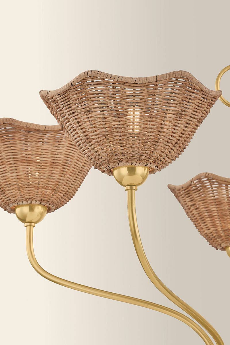 Mitzi by Hudson Valley Lighting Kehlani 5-Light Chandelier in Aged Brass, detail view 6
