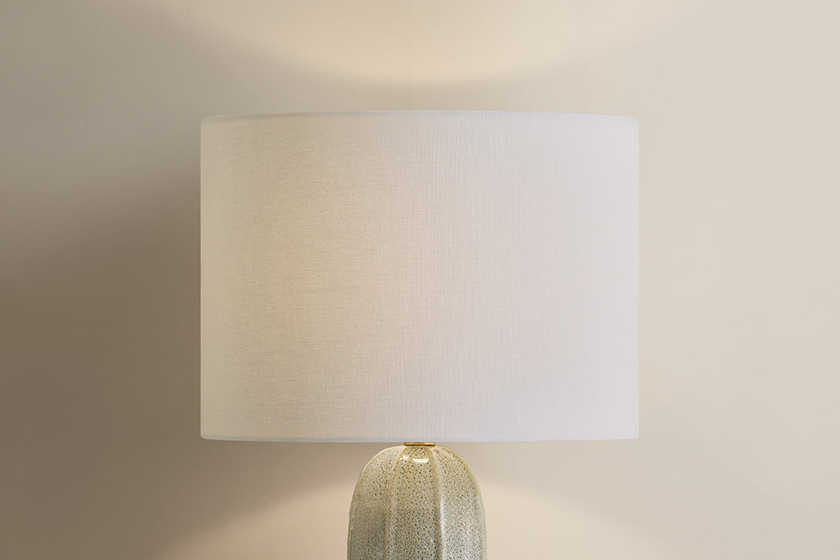 Mitzi by Hudson Valley Lighting Kel Table Lamp in Aged Brass / Ceramic Reactive Ash, detail view 4