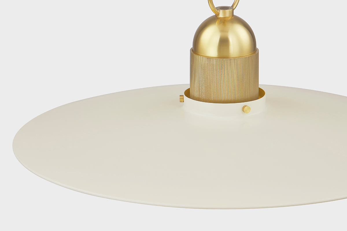 Mitzi by Hudson Valley Lighting Leanna Pendant in Aged Brass / Soft Cream, detail view 2