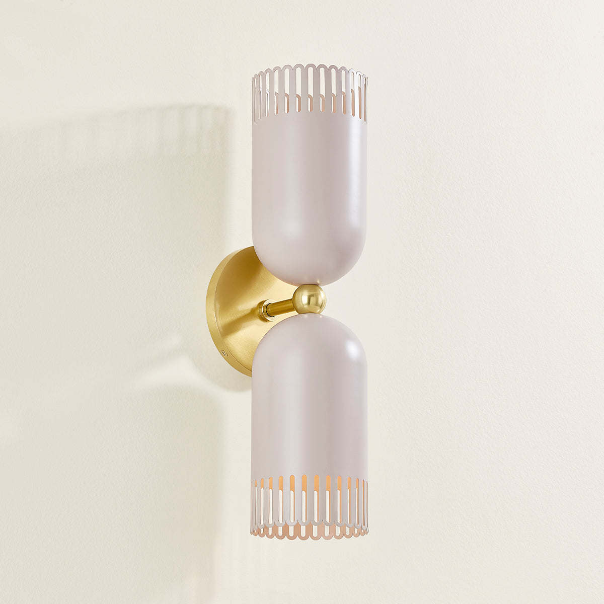 Mitzi by Hudson Valley Lighting Liba 2-Light Wall Sconce in Aged Brass / Soft Peignoir, detail view 4