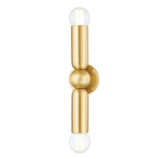 Mitzi by Hudson Valley Lighting Lolly 2-Light Wall Sconce in Aged Brass
