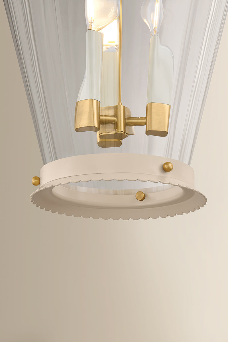 Mitzi by Hudson Valley Lighting Lucretia Lantern in Aged Brass / Soft Bisque, detail view 5
