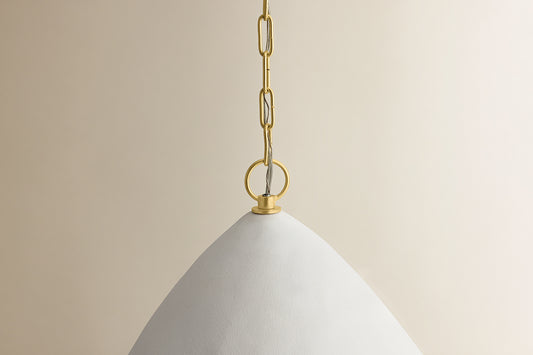 Mitzi by Hudson Valley Lighting Lulu Pendant in Aged Brass / White Plaster, detail view 1