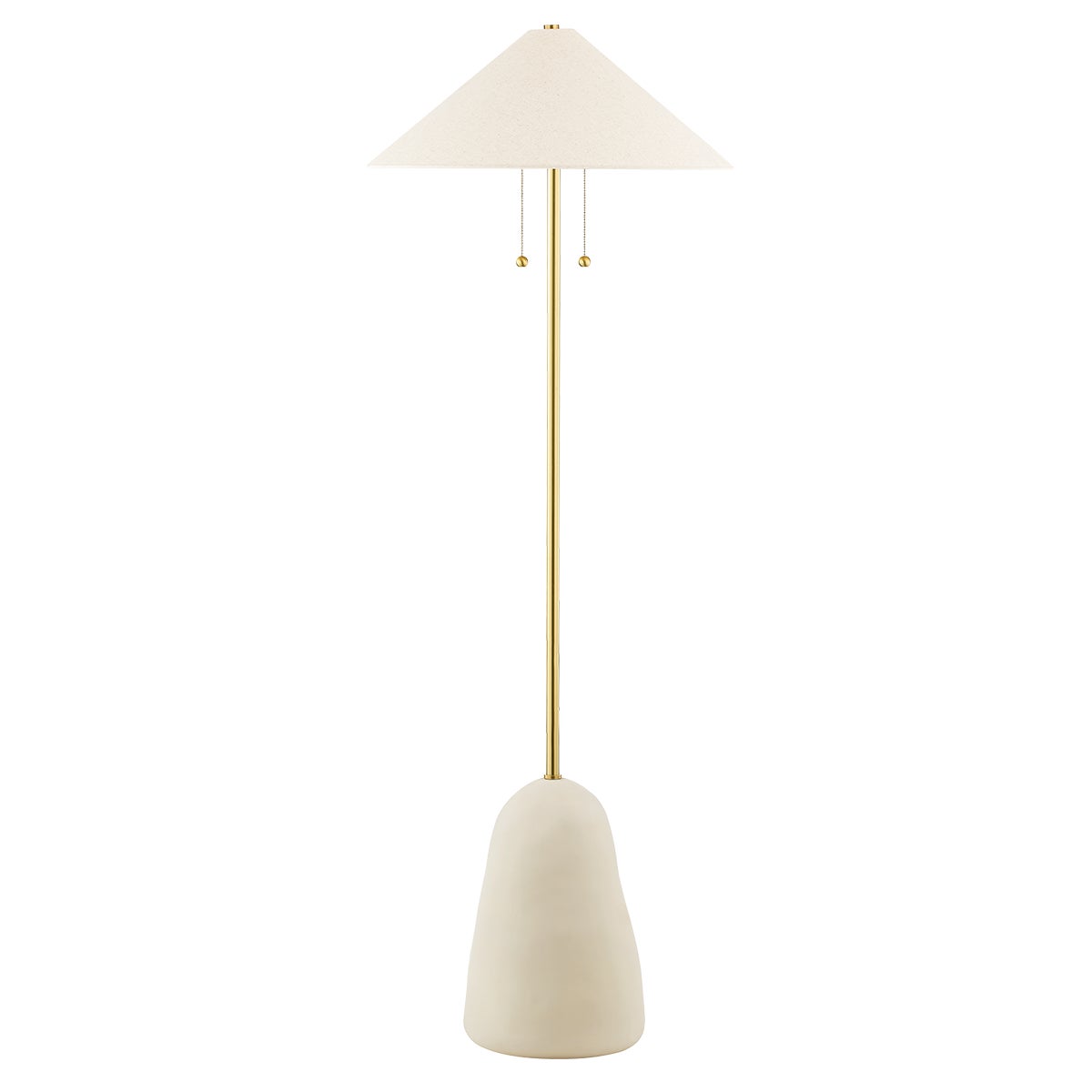 Mitzi by Hudson Valley Lighting Maia Floor Lamp in Aged Brass / Ceramic Textured Beige