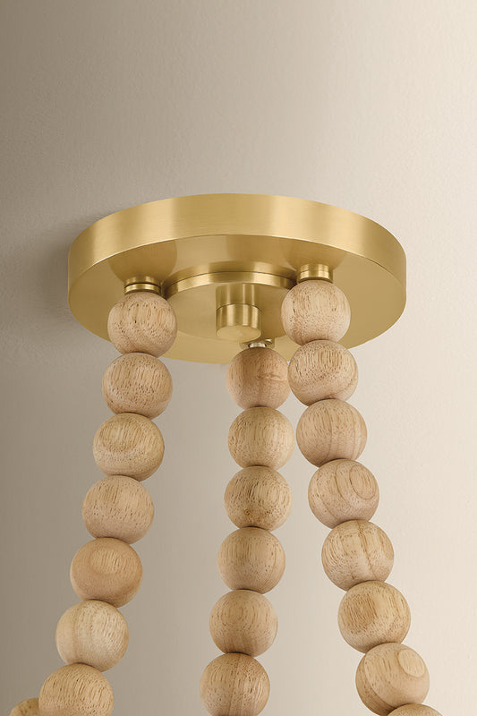 Mitzi by Hudson Valley Lighting Makena Chandelier in Aged Brass / Cloud, detail view 1