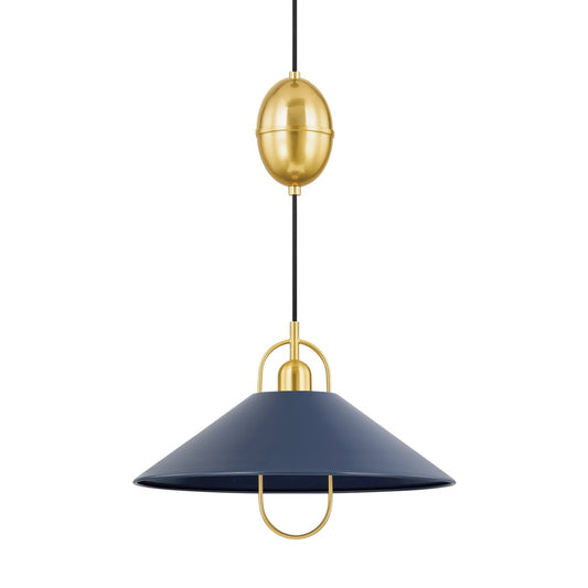 Mitzi by Hudson Valley Lighting Mariel Pendant in Aged Brass / Soft Navy