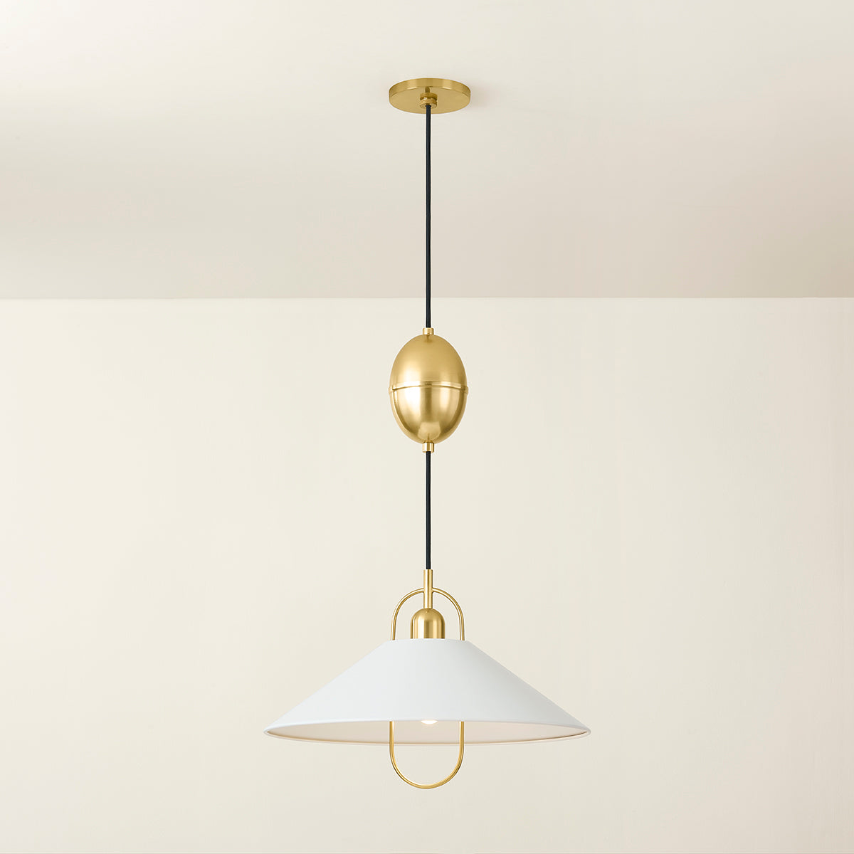 Mitzi by Hudson Valley Lighting Mariel Pendant in Aged Brass / Soft White, detail view 4