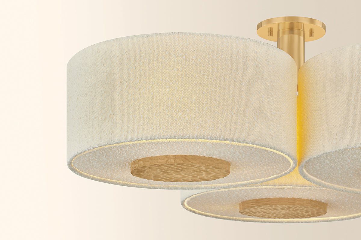Mitzi by Hudson Valley Lighting Miller 9-Light Flush Mount in Aged Brass, detail view 5
