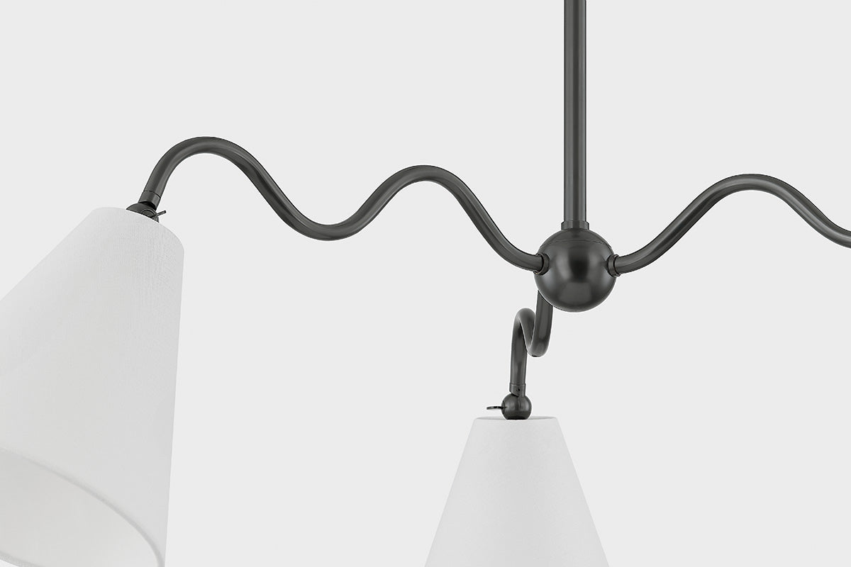 Mitzi by Hudson Valley Lighting Onda 3-Light Chandelier in Old Bronze, detail view 2