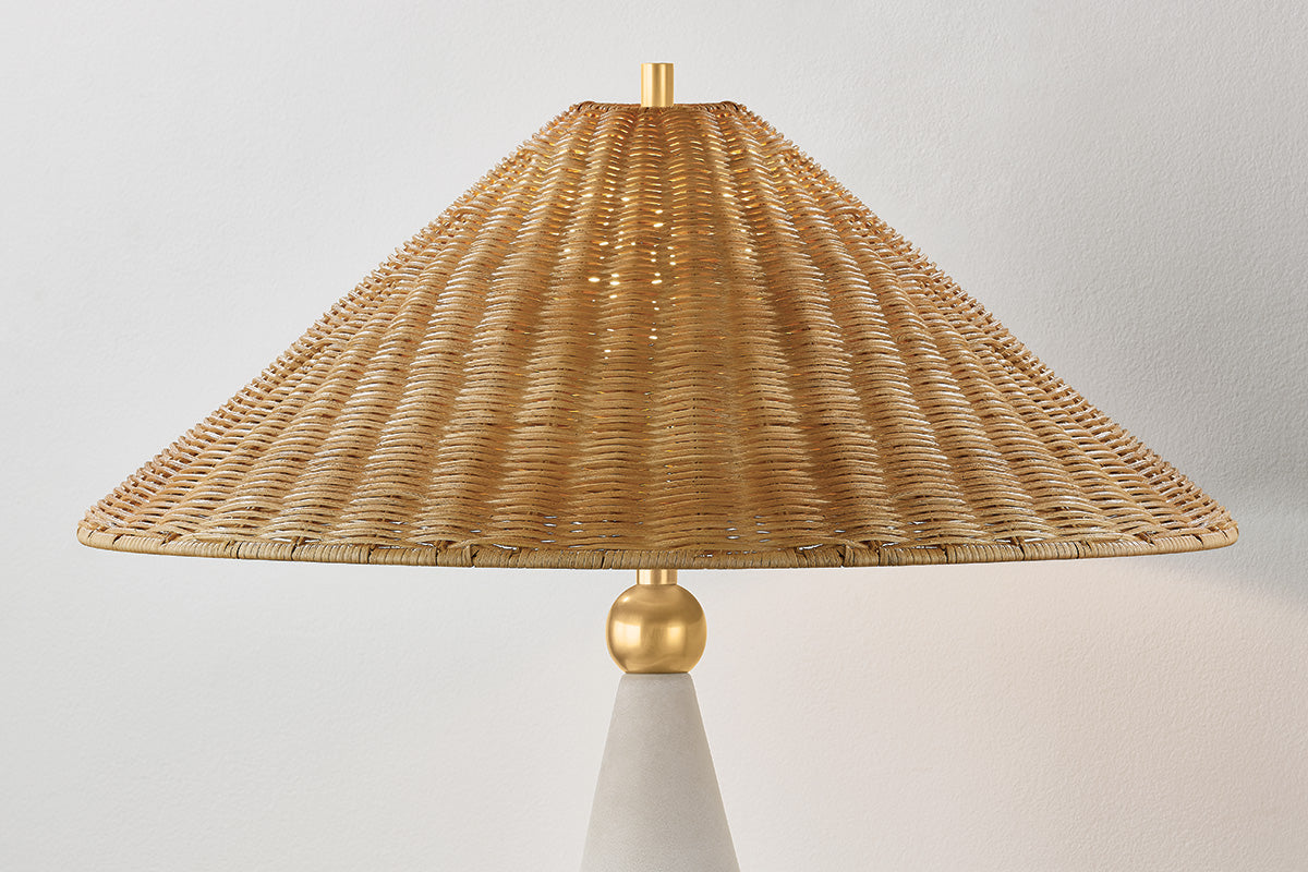 Mitzi by Hudson Valley Lighting Perilla Table Lamp in Aged Brass / Ceramic Windswept White, detail view 2