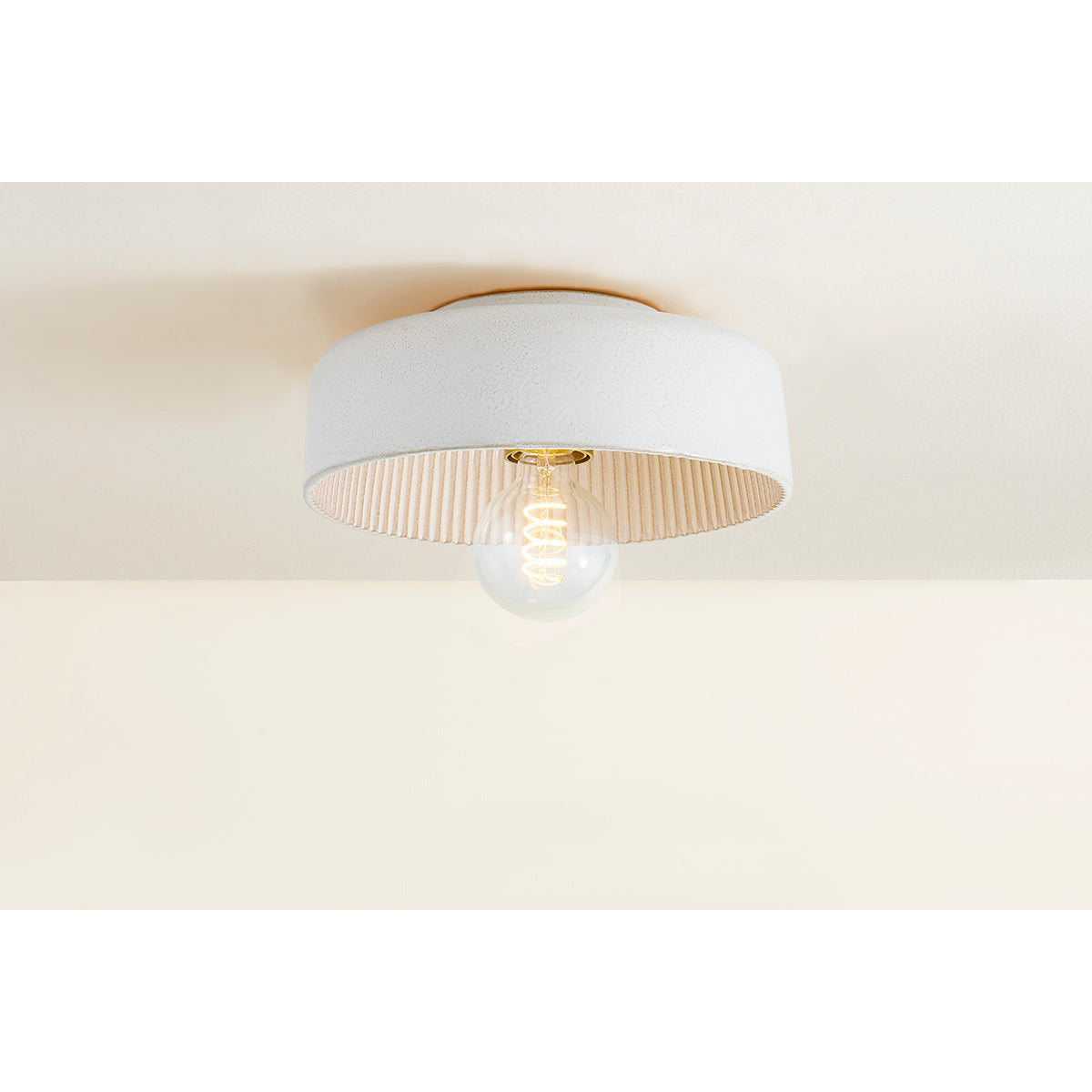 Mitzi by Hudson Valley Lighting Ray Flush Mount in Aged Brass / Ceramic Reactive White, detail view 4