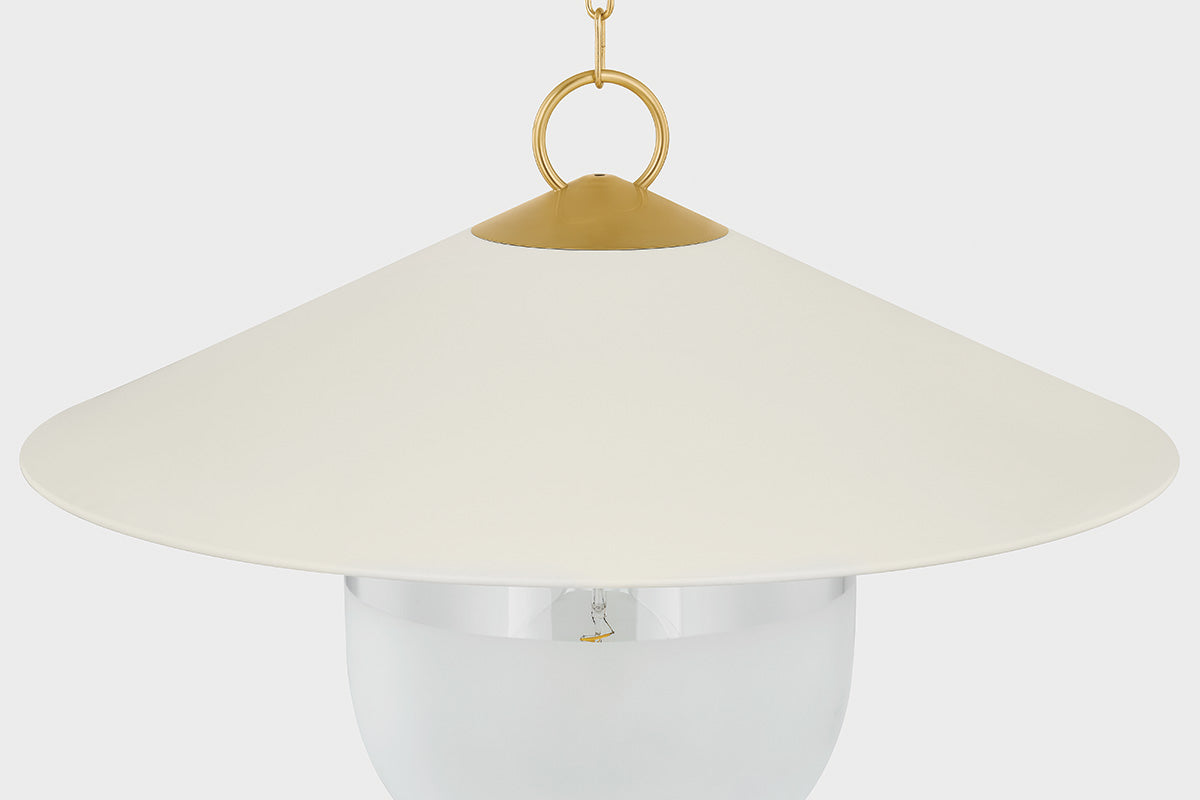 Mitzi by Hudson Valley Lighting Ressi Large Pendant in Aged Brass / Soft Cream, detail view 2