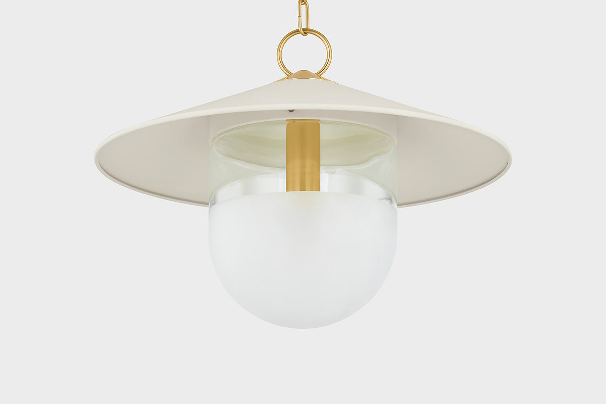 Mitzi by Hudson Valley Lighting Ressi Small Pendant in Aged Brass / Soft Cream, detail view 2