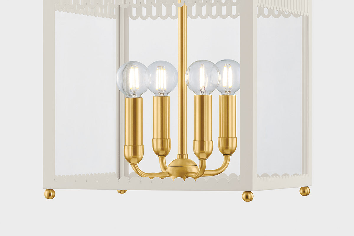 Mitzi by Hudson Valley Lighting Rosalie Small Lantern in Aged Brass / Soft Cream, detail view 2