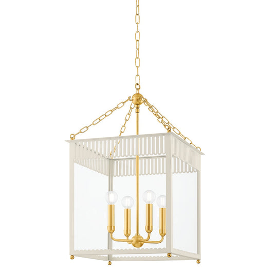 Mitzi by Hudson Valley Lighting Rosalie Large Lantern in Aged Brass / Soft Cream