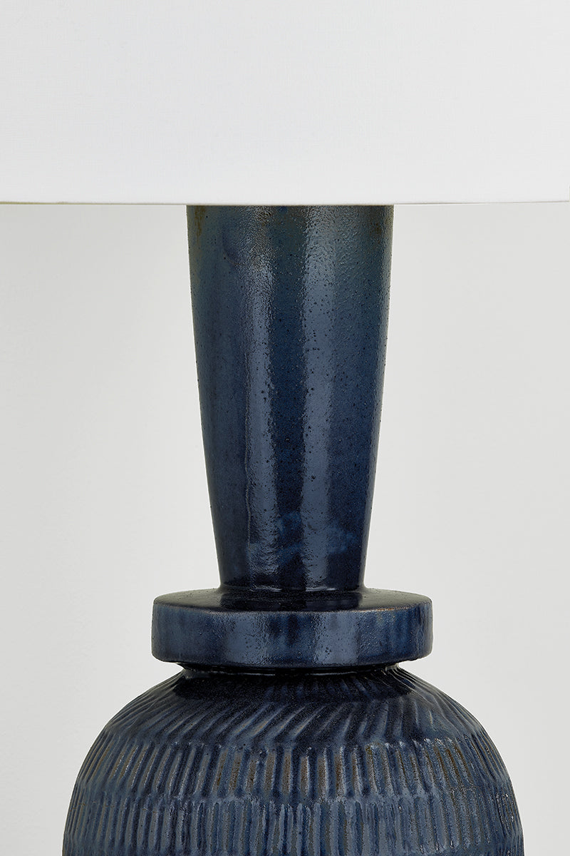 Mitzi by Hudson Valley Lighting Russo Table Lamp in Aged Brass / Ceramic Washed Cobalt, detail view 7