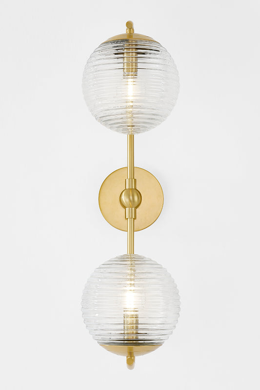 Mitzi by Hudson Valley Lighting Sara Wall Sconce in Aged Brass, detail view 1