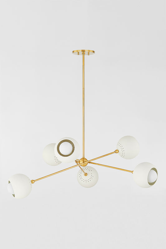Mitzi by Hudson Valley Lighting Saylor Chandelier in Aged Brass / Soft Cream, detail view 1