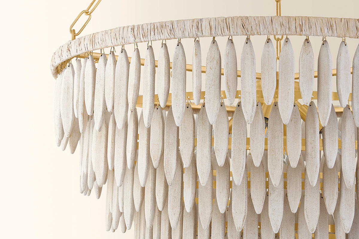 Mitzi by Hudson Valley Lighting Tiffany 5-Light Chandelier in Aged Brass, detail view 6